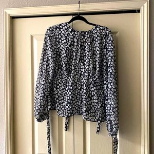 Topshop sheer open back blouse with tie!